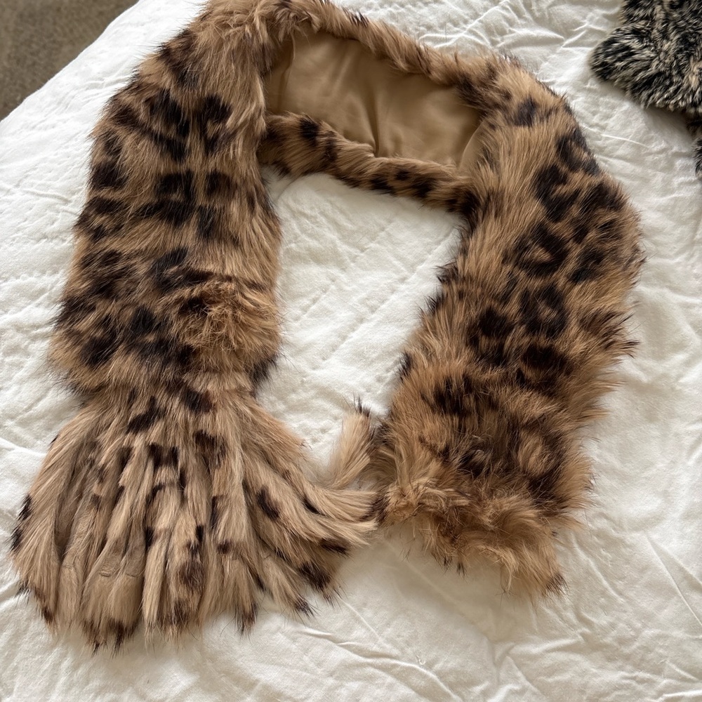 Leopard Print Fur Scarf